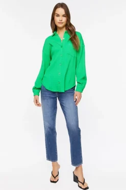 Waffle Knit Drop-Sleeve Shirt