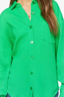 Waffle Knit Drop-Sleeve Shirt