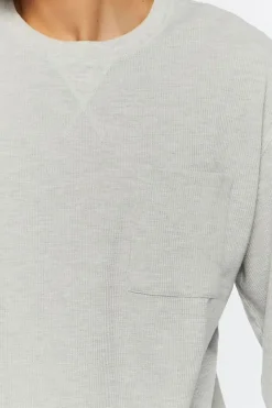 Waffle Knit Heathered Long-Sleeve Tee