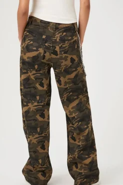 Wallet Chain Camo Print Pants
