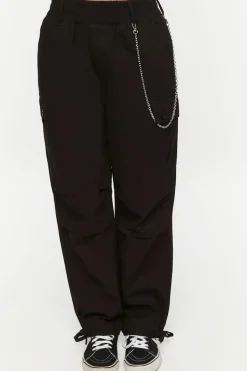Wallet Chain Tie-Hem Cargo Pants