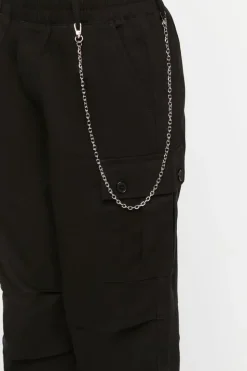 Wallet Chain Tie-Hem Cargo Pants