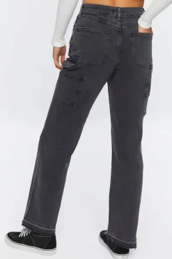 Washed-Panel High-Rise Jeans