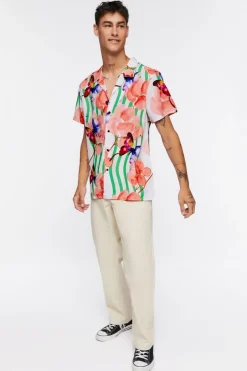 Watercolor Floral Butterfly Print Shirt