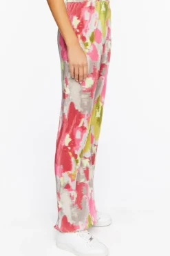 Watercolor Floral Plisse Pants