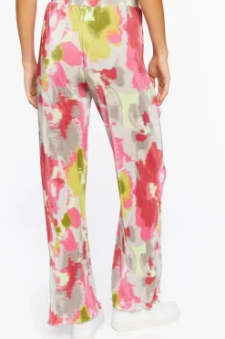 Watercolor Floral Plisse Pants