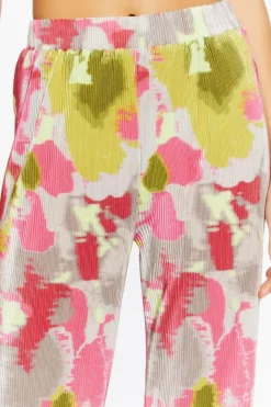 Watercolor Floral Plisse Pants