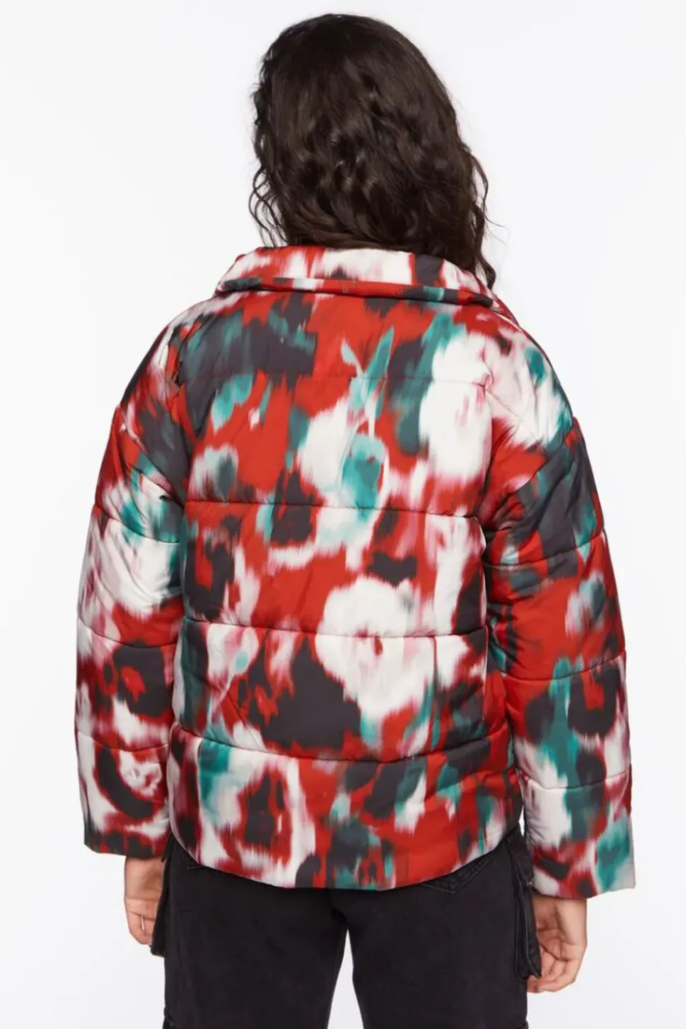 Watercolor Print Puffer Jacket
