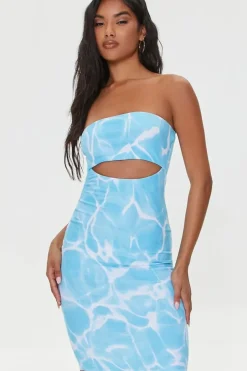 Water Print Cutout Tube Dress