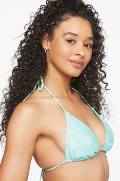 Water Print Triangle Bikini Top