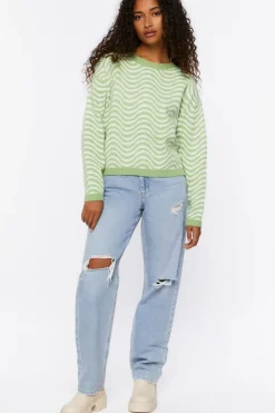 Wave Drop-Sleeve Sweater