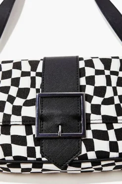 Wavy Checkered Shoulder Bag