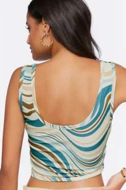 Wavy Striped Bustier Crop Top