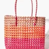 Wicker Colorblock Tote Bag