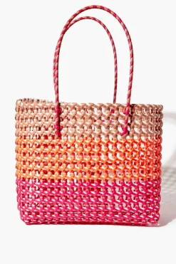 Wicker Colorblock Tote Bag