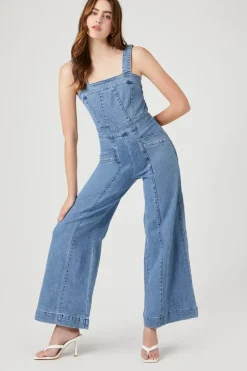 Wide-Leg Denim Overalls