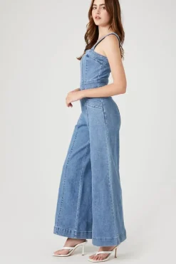 Wide-Leg Denim Overalls