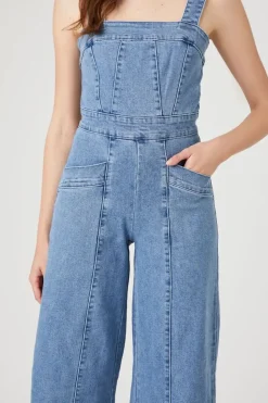 Wide-Leg Denim Overalls