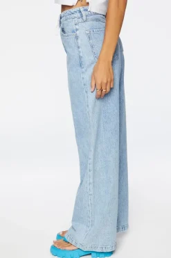 Wide-Leg Drawstring Jeans