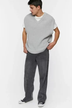 Wide-Leg Whiskered Jeans