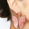 Woven-Yarn Butterfly Statement Earrings