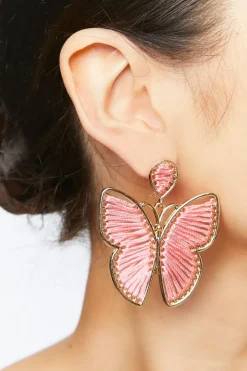 Woven-Yarn Butterfly Statement Earrings