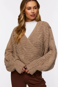 Wraparound Cable Knit Sweater