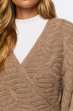 Wraparound Cable Knit Sweater