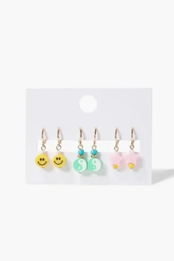 Yin Yang Charm Hoop Earring Set