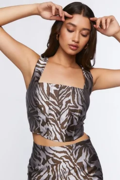 Zebra Print Bustier Crop Top