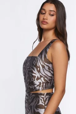 Zebra Print Bustier Crop Top