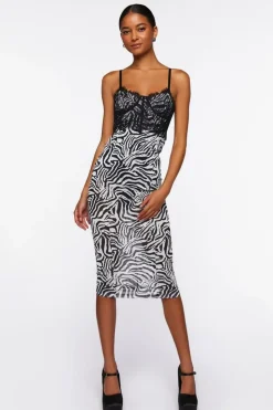 Zebra Print Combo Midi Dress