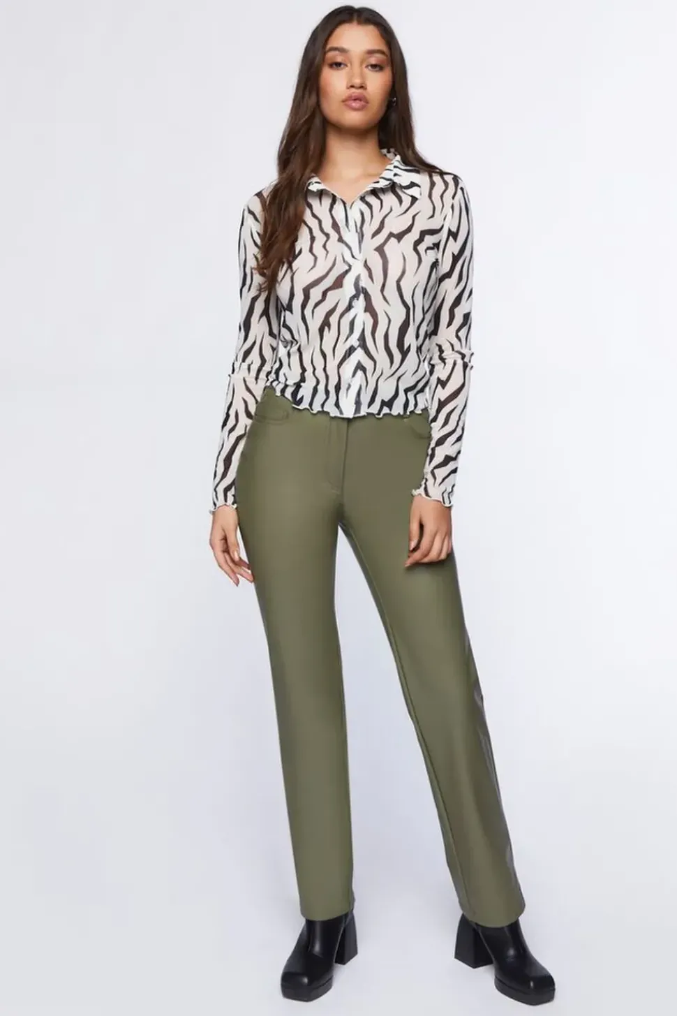 Zebra Print Lettuce-Edge Shirt