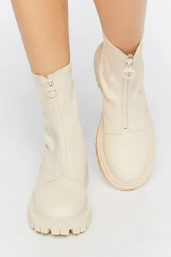 Zip-Front Faux Leather Booties