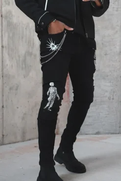 Zip-Hem Embroidered Skinny Jeans