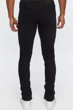 Zip-Hem Embroidered Skinny Jeans