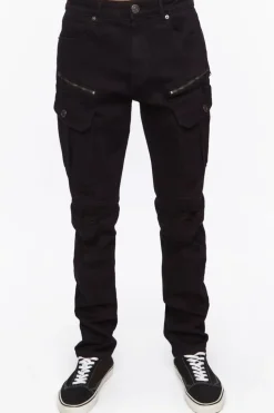 Zippered Slim-Fit Jeans