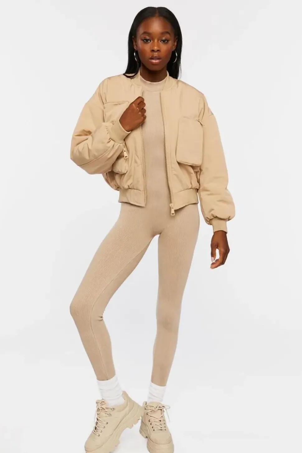 Zip-Up Utility Bomber Jacket